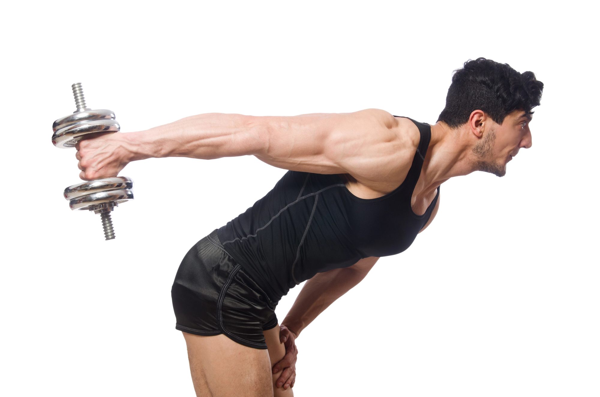 Standing dumbbell tricep kickbacks