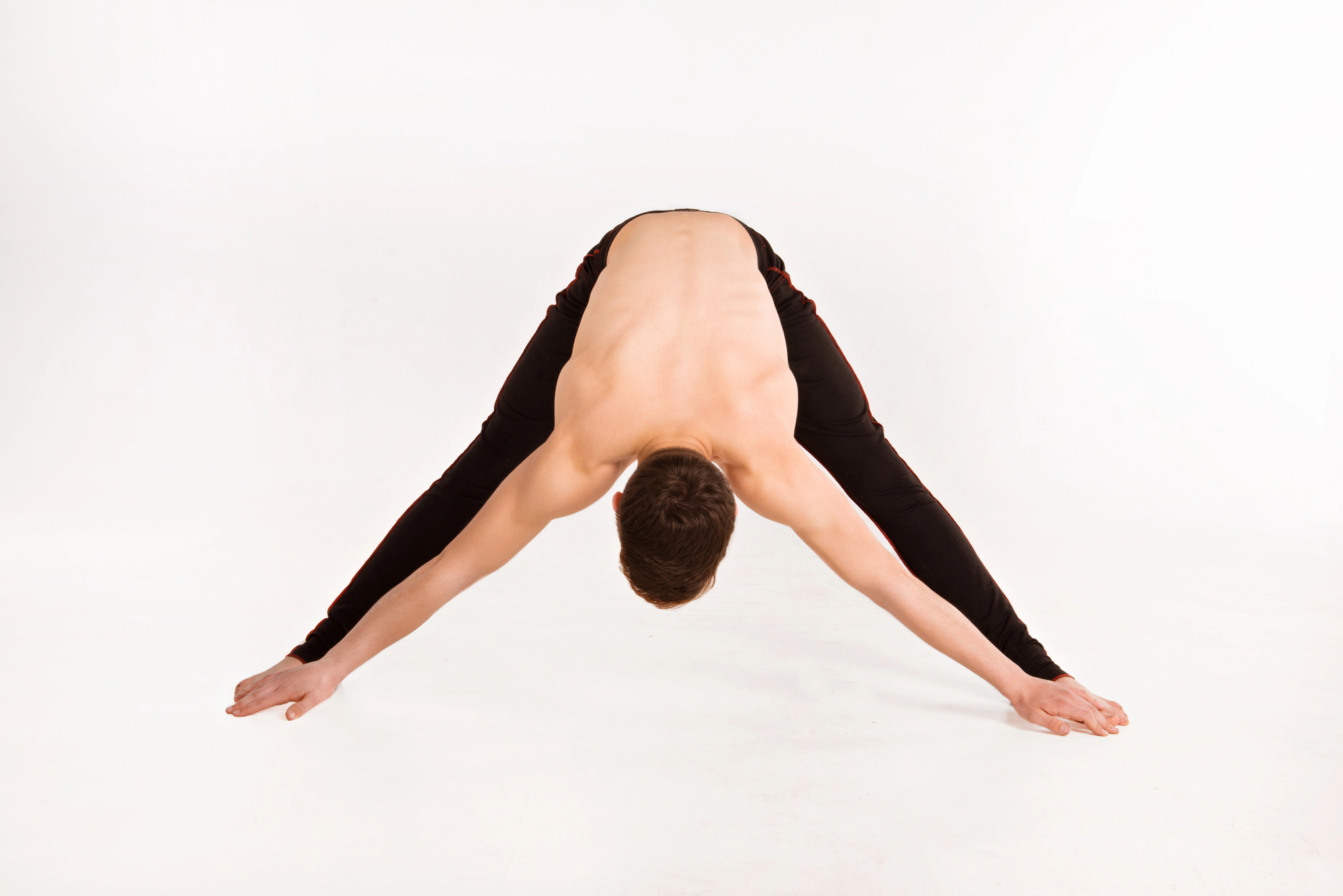 back stretch- wide-legged forward bend