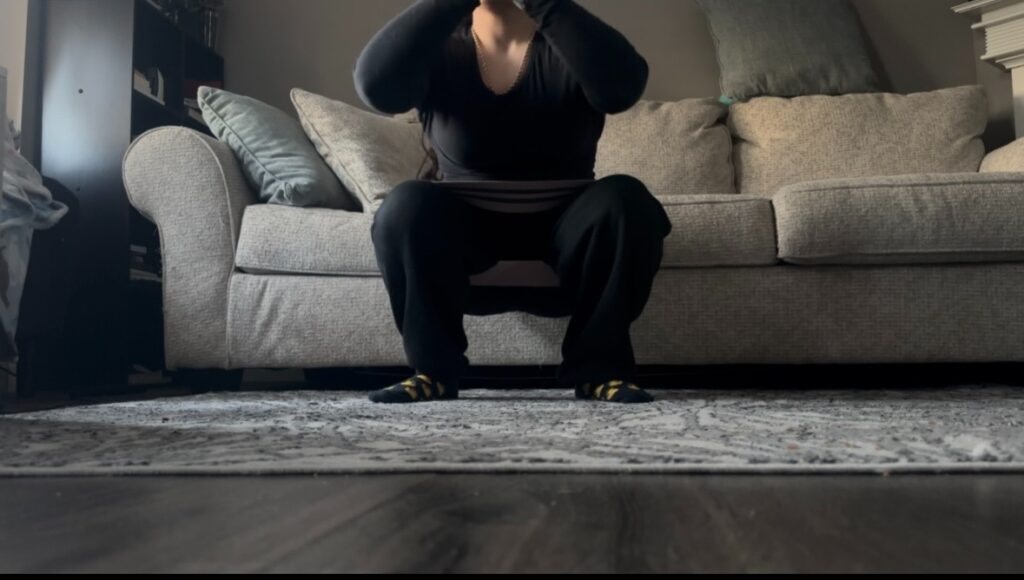 Squat for glutes with booty band