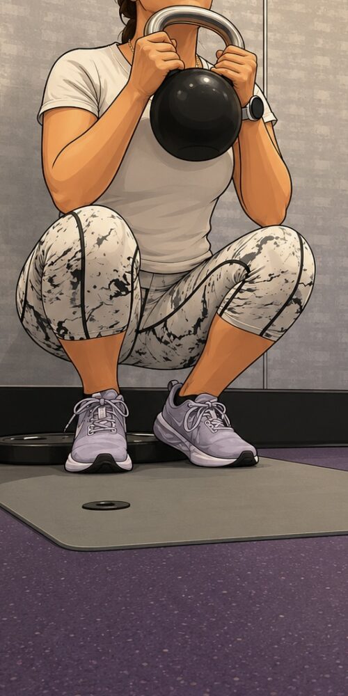 Goblet Squats, a knee and leg strengthening exercise